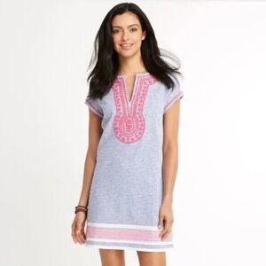 Vineyard Vines Striped Embroidered Linen Dress